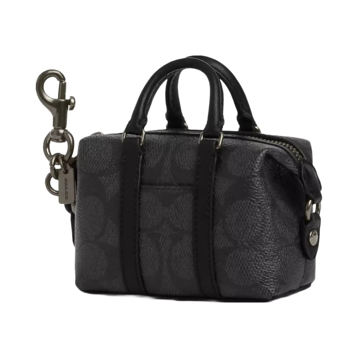 Coach Mini Trekker Bag Charm In Signature Canvas in Gunmetal Charcoal Black - HypeFly India View 1
