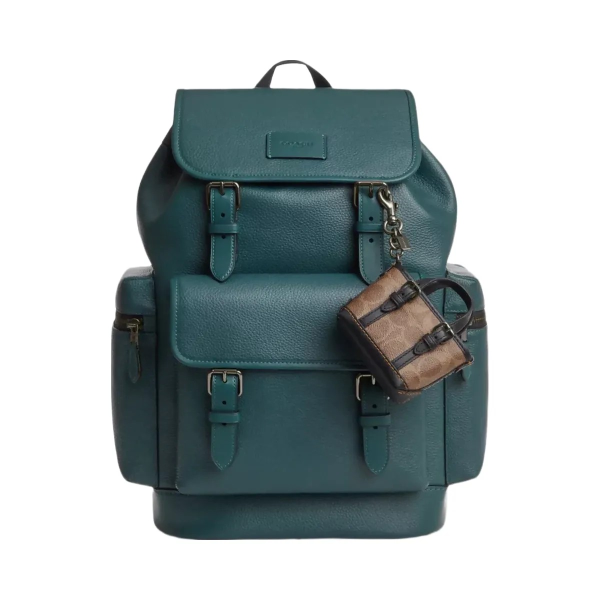 Coach Mini Warner Tote Bag Charm In Signature Canvas in Gunmetal Tan Black - HypeFly India View 2