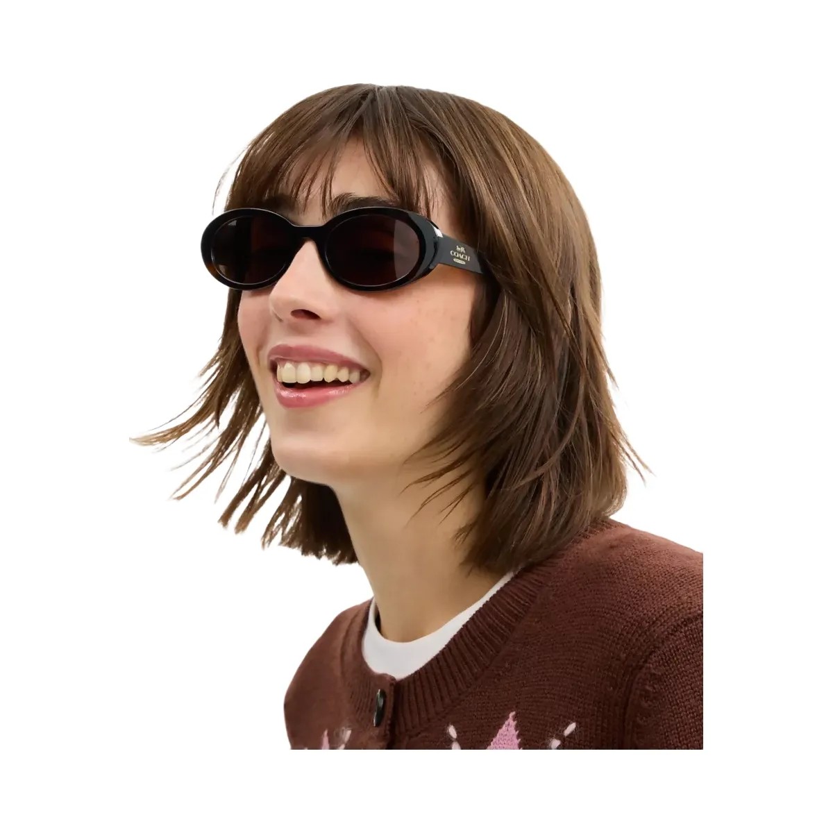 Coach Narrow Oval Sunglasses in Dark Tortoise - HypeFly India View 4