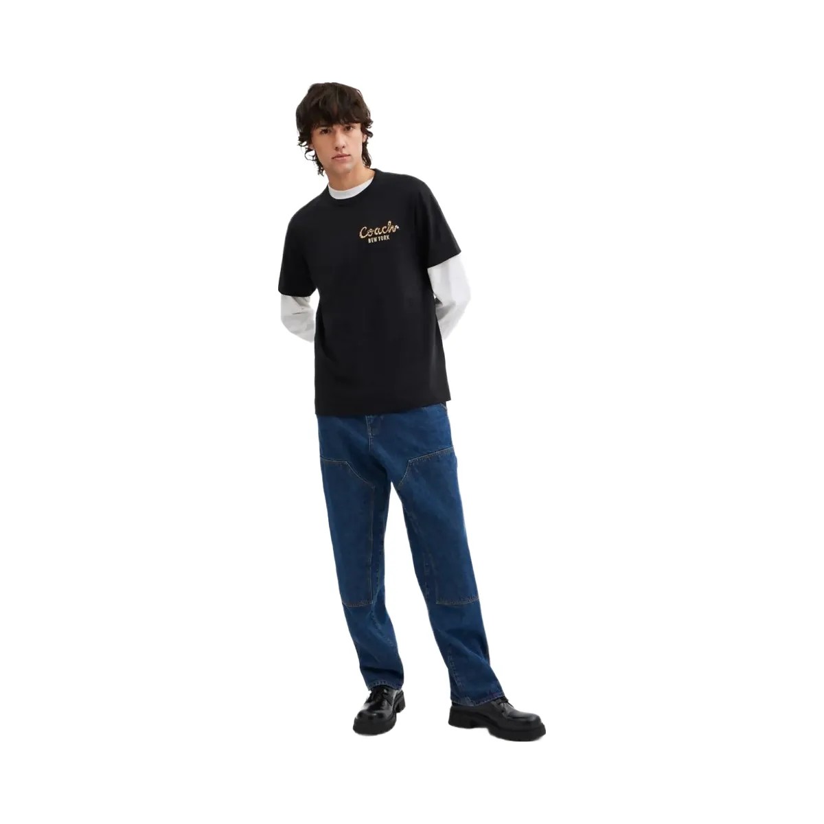 Coach New Year Coach Snake Script T Shirt In Organic Cotton Black - HypeFly India View 2