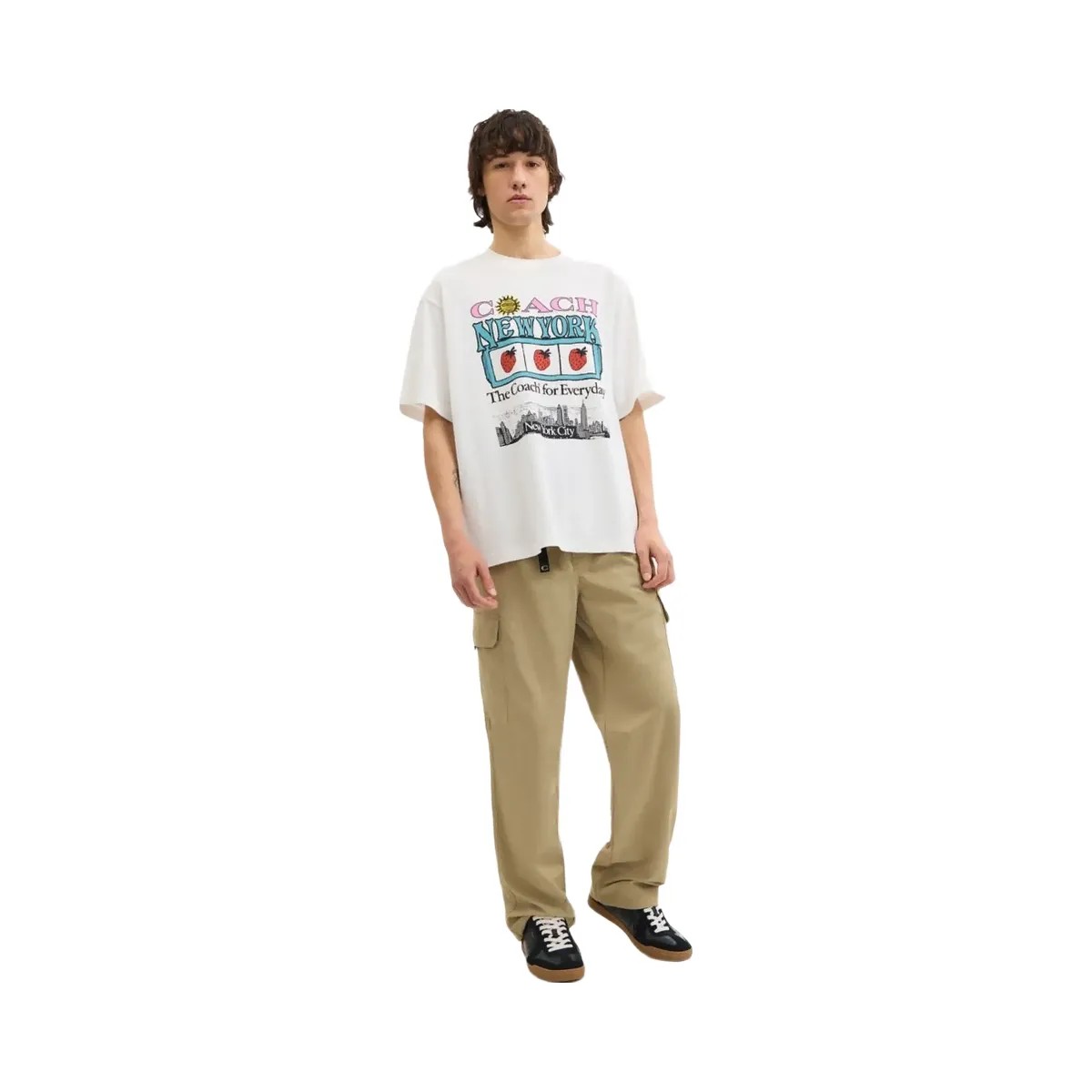 Coach New York Collage Relaxed T Shirt In Organic Cotton White - HypeFly India View 2