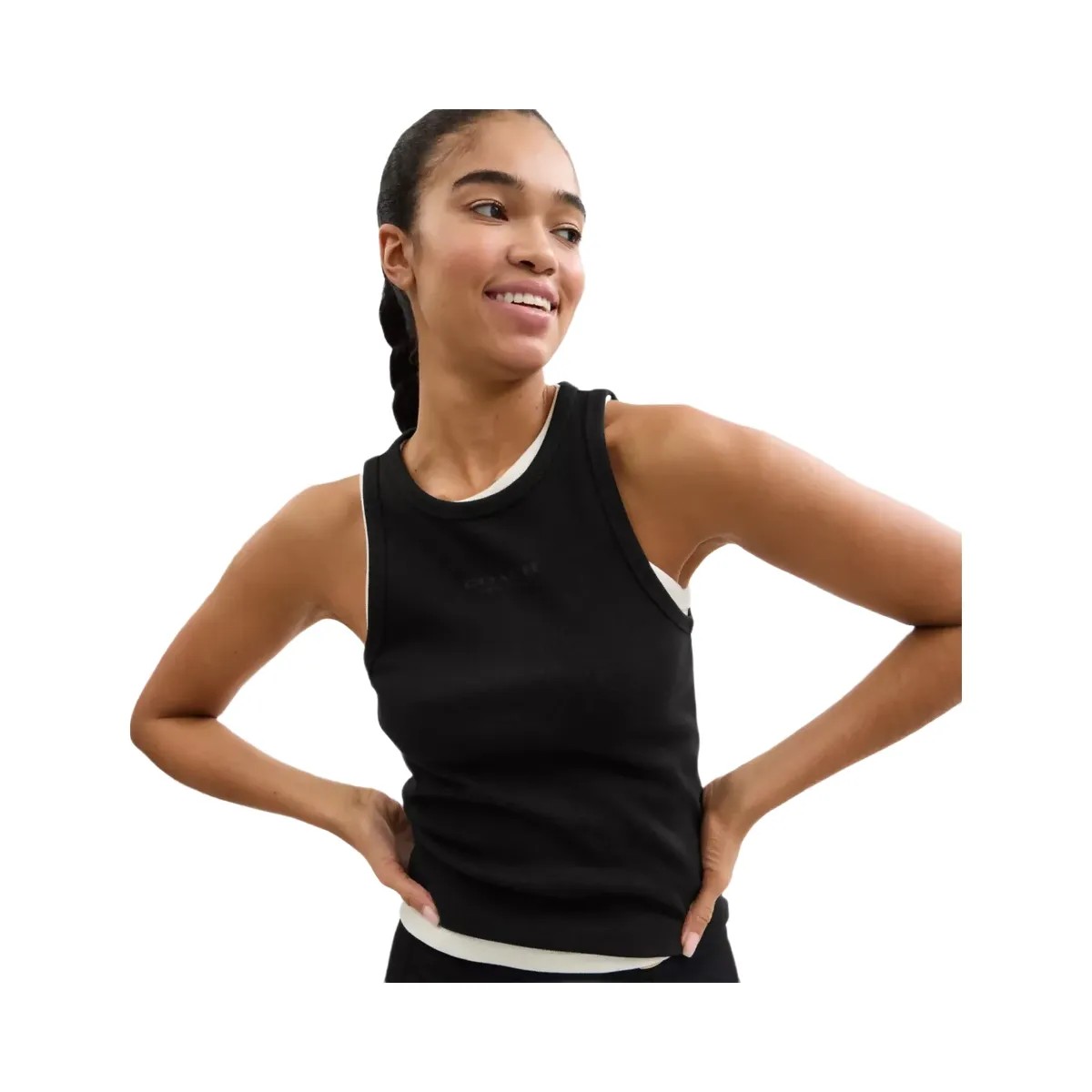 Coach New York Ribbed Tank Top in Black - HypeFly India View 4