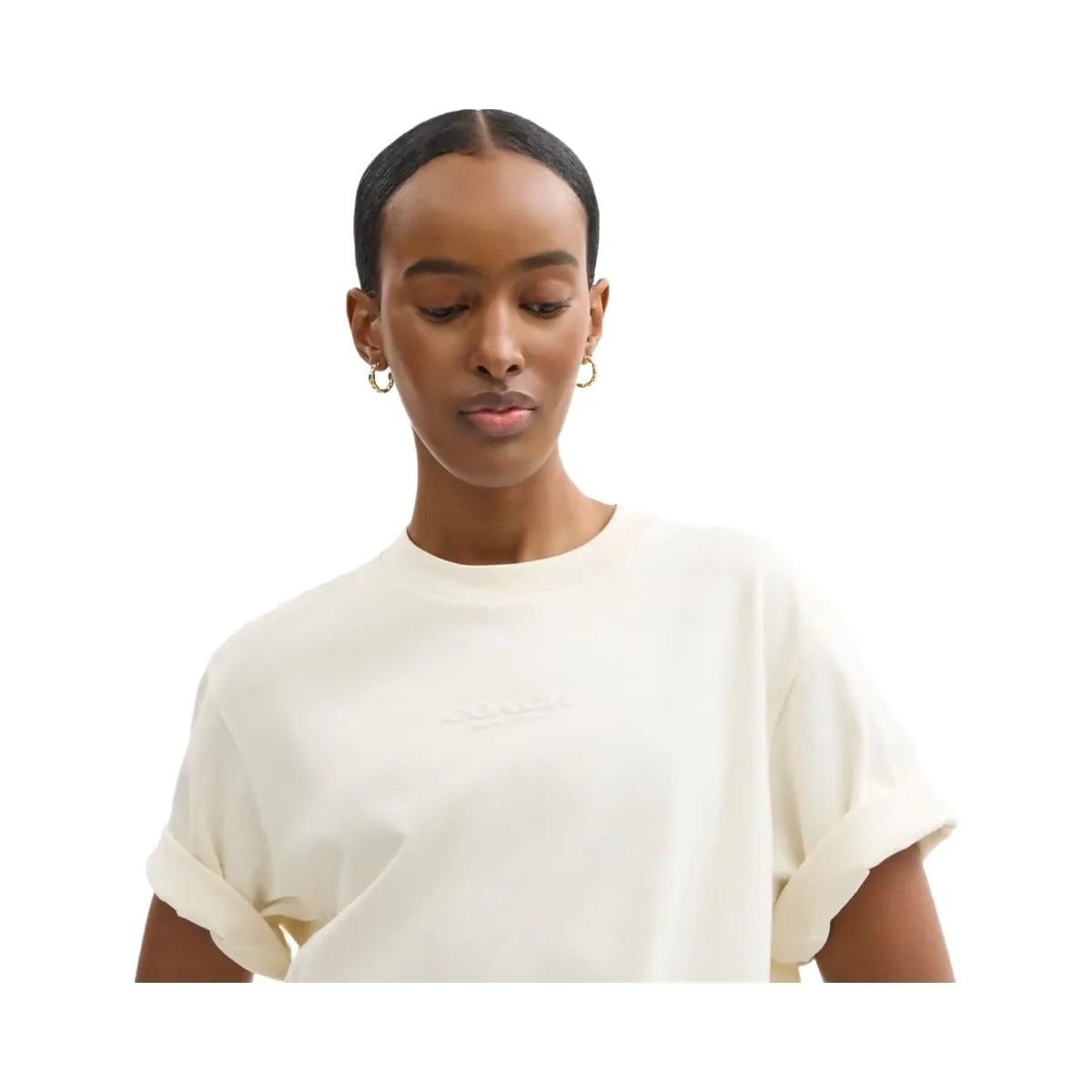 Coach New York T Shirt Dress In Organic Cotton Cream - HypeFly India View 4