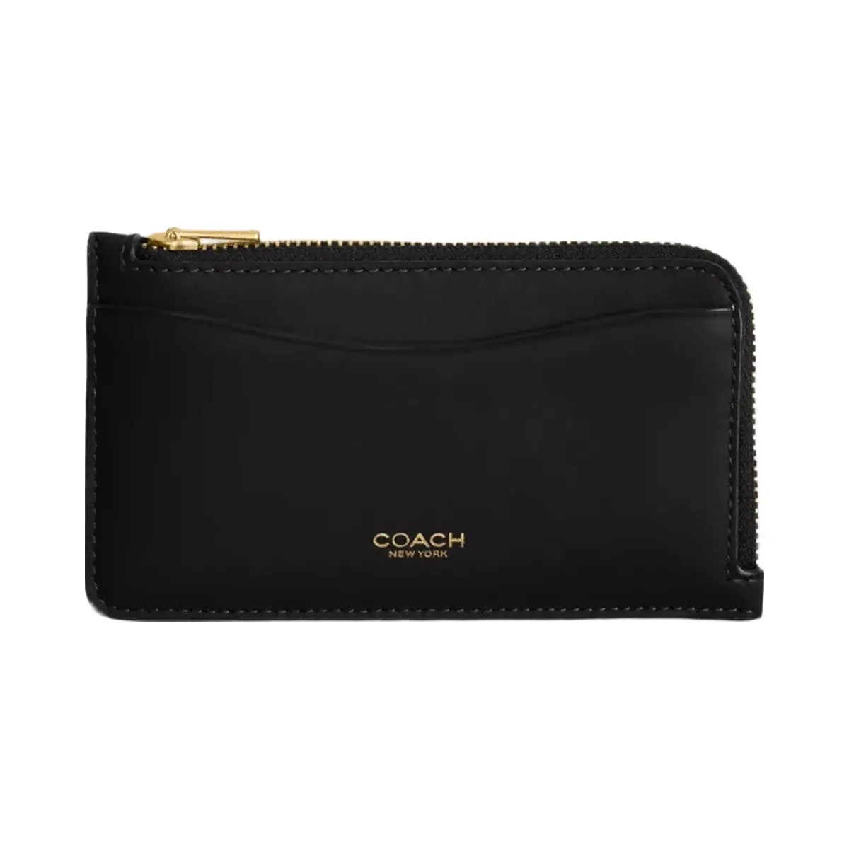 Coach New York Zip Card Case in Brass Black - HypeFly India View 1