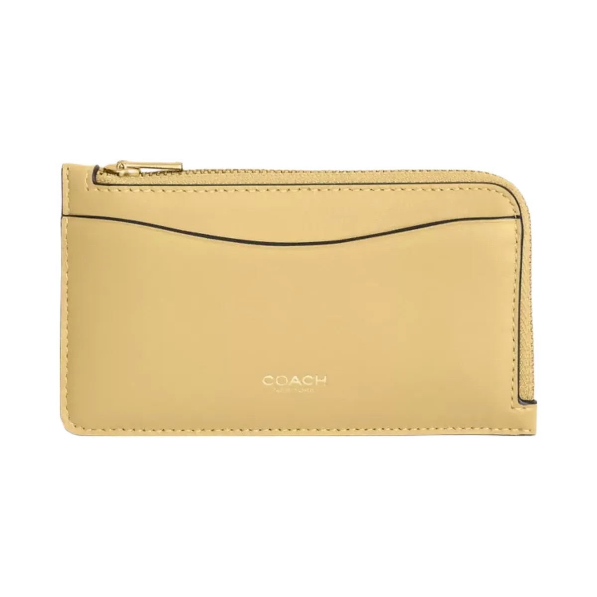Coach New York Zip Card Case in Brass Vanilla - HypeFly India View 1