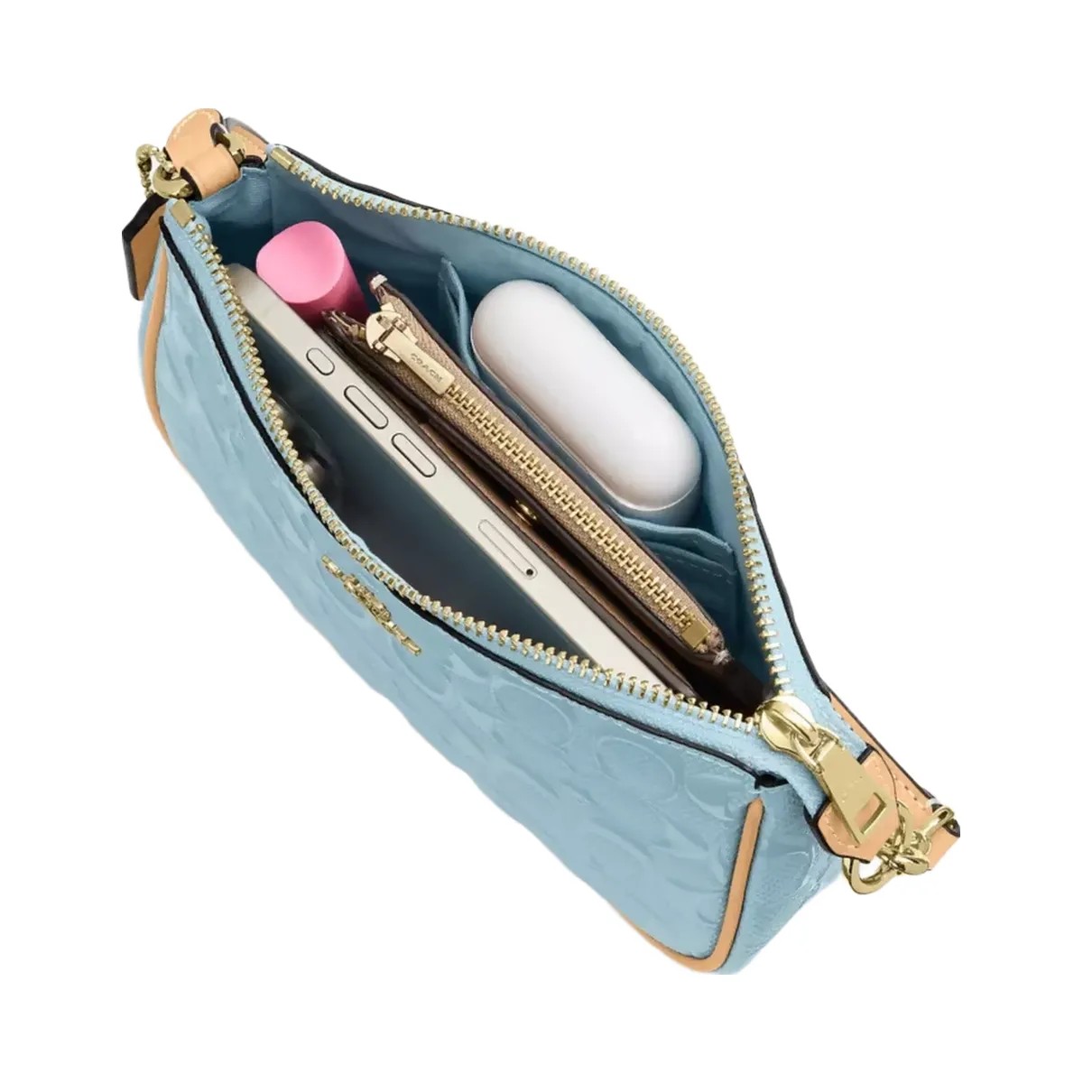 Coach Nolita 19 In Signature Leather With Charms in Gold Light Blue - HypeFly India View 3