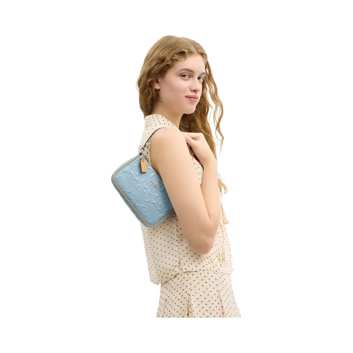 Coach Nolita 19 In Signature Leather With Charms in Gold Light Blue - HypeFly India View 6