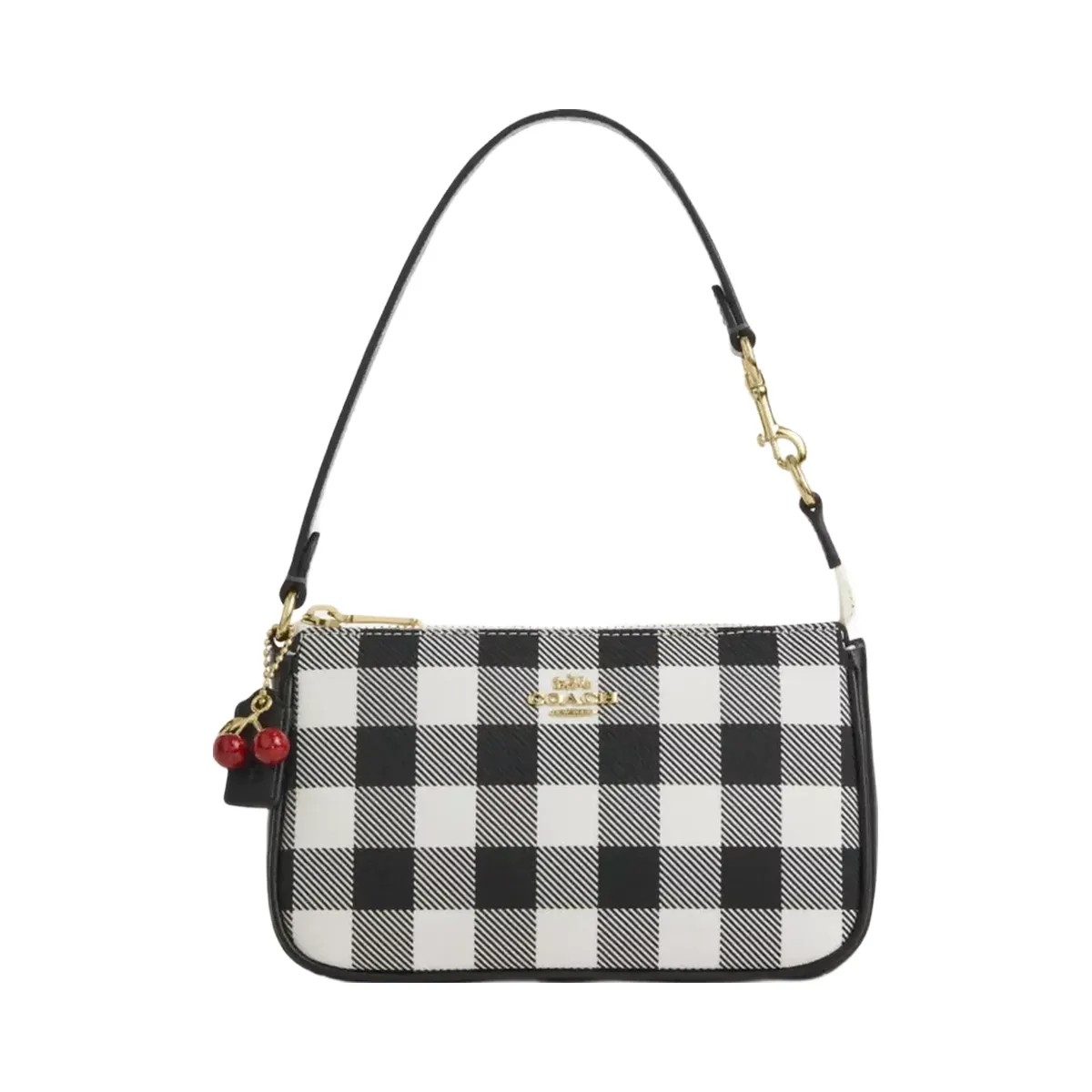 Coach Nolita 19 With Gingham Print And Charm in Gold Black Multi - HypeFly India View 1