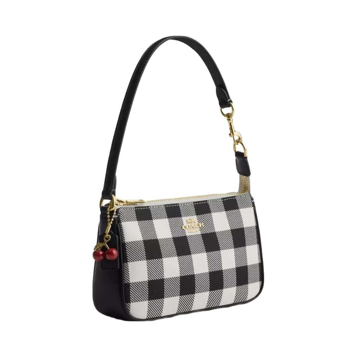 Coach Nolita 19 With Gingham Print And Charm in Gold Black Multi - HypeFly India View 2
