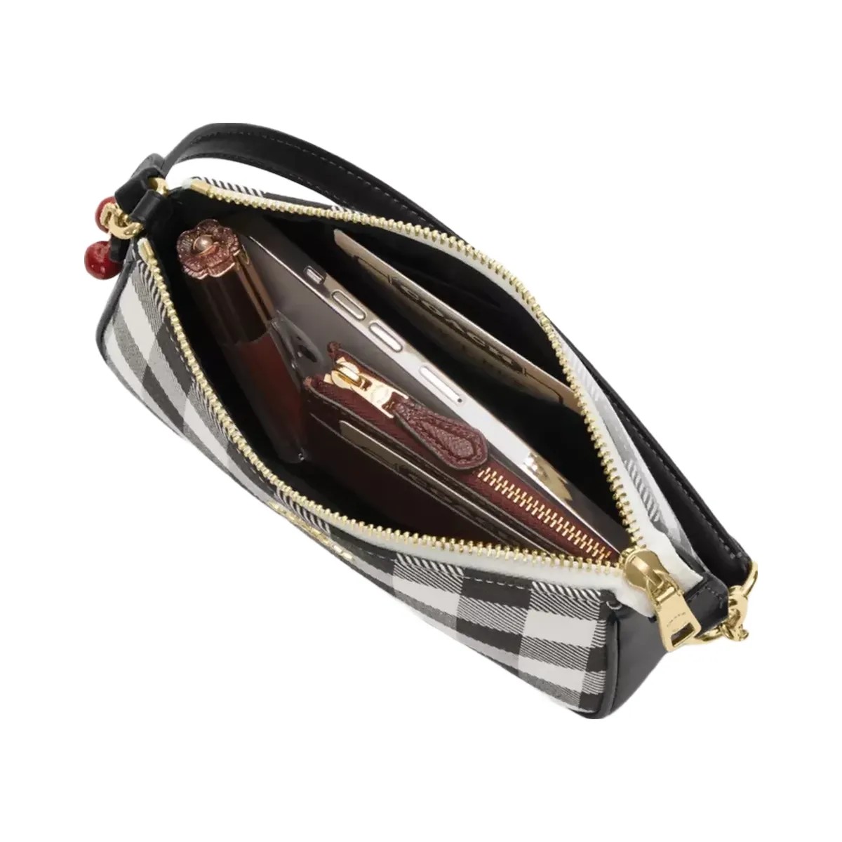 Coach Nolita 19 With Gingham Print And Charm in Gold Black Multi - HypeFly India View 4