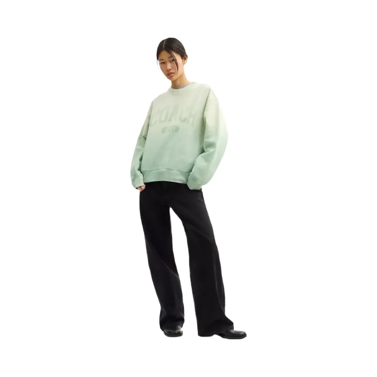 Coach Ombre Sporty Crewneck Sweatshirt In Organic Cotton in Mint - HypeFly India View 2