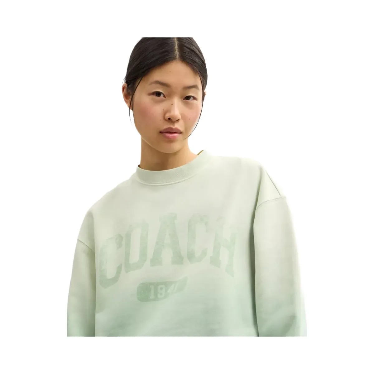 Coach Ombre Sporty Crewneck Sweatshirt In Organic Cotton in Mint - HypeFly India View 4
