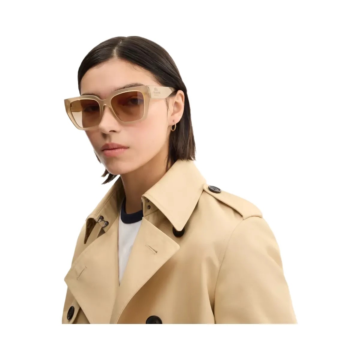 Coach Oversized Cat Eye Sunglasses in Milky Beige - HypeFly India View 2