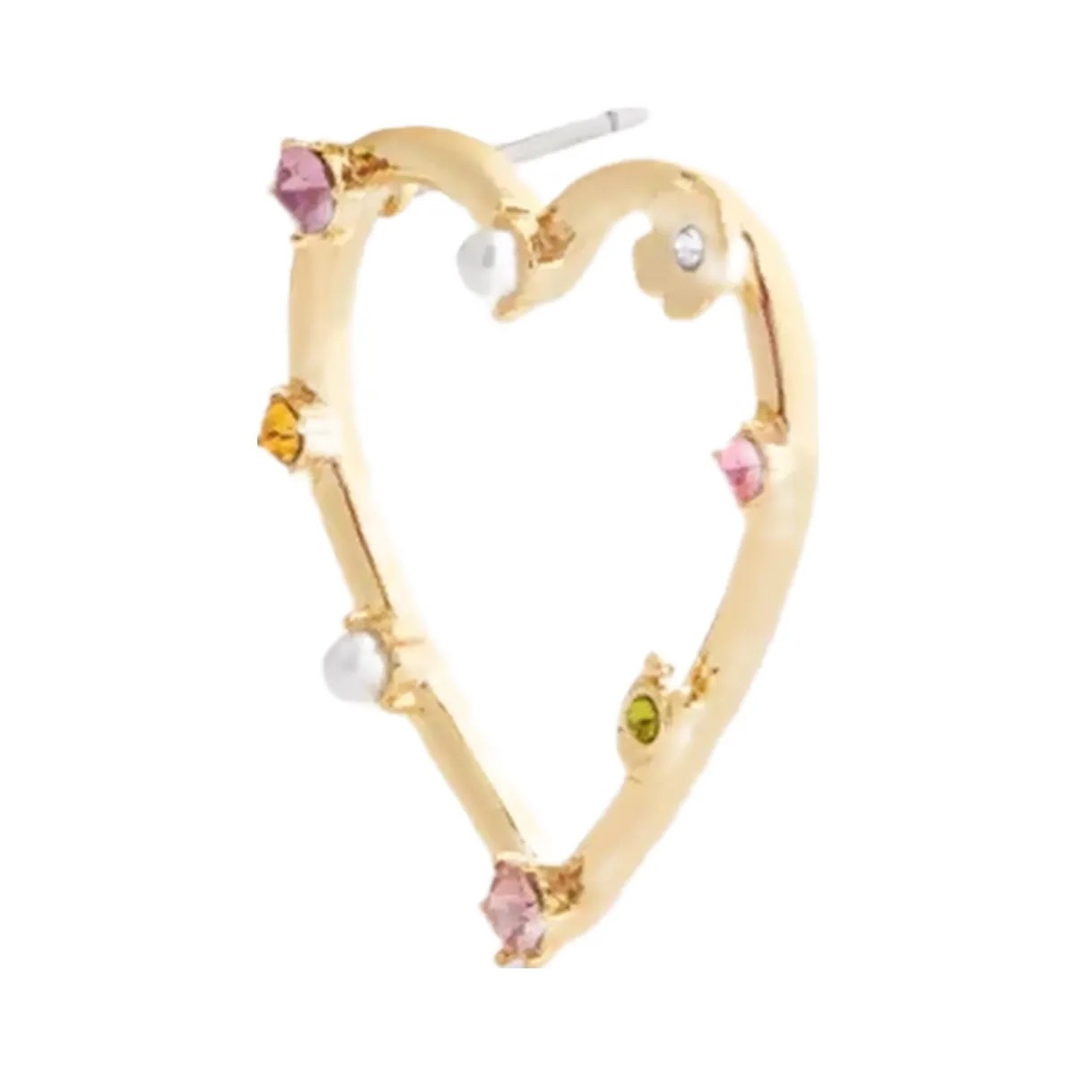 Coach Oversized Heart Stud Earrings in Gold Multi - HypeFly India View 1