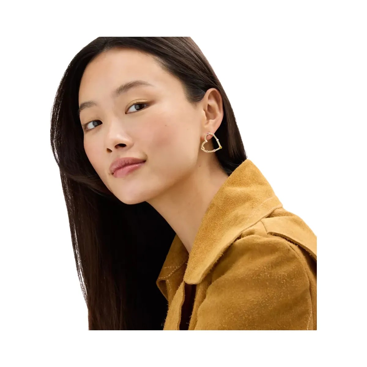Coach Oversized Heart Stud Earrings in Gold Multi - HypeFly India View 2