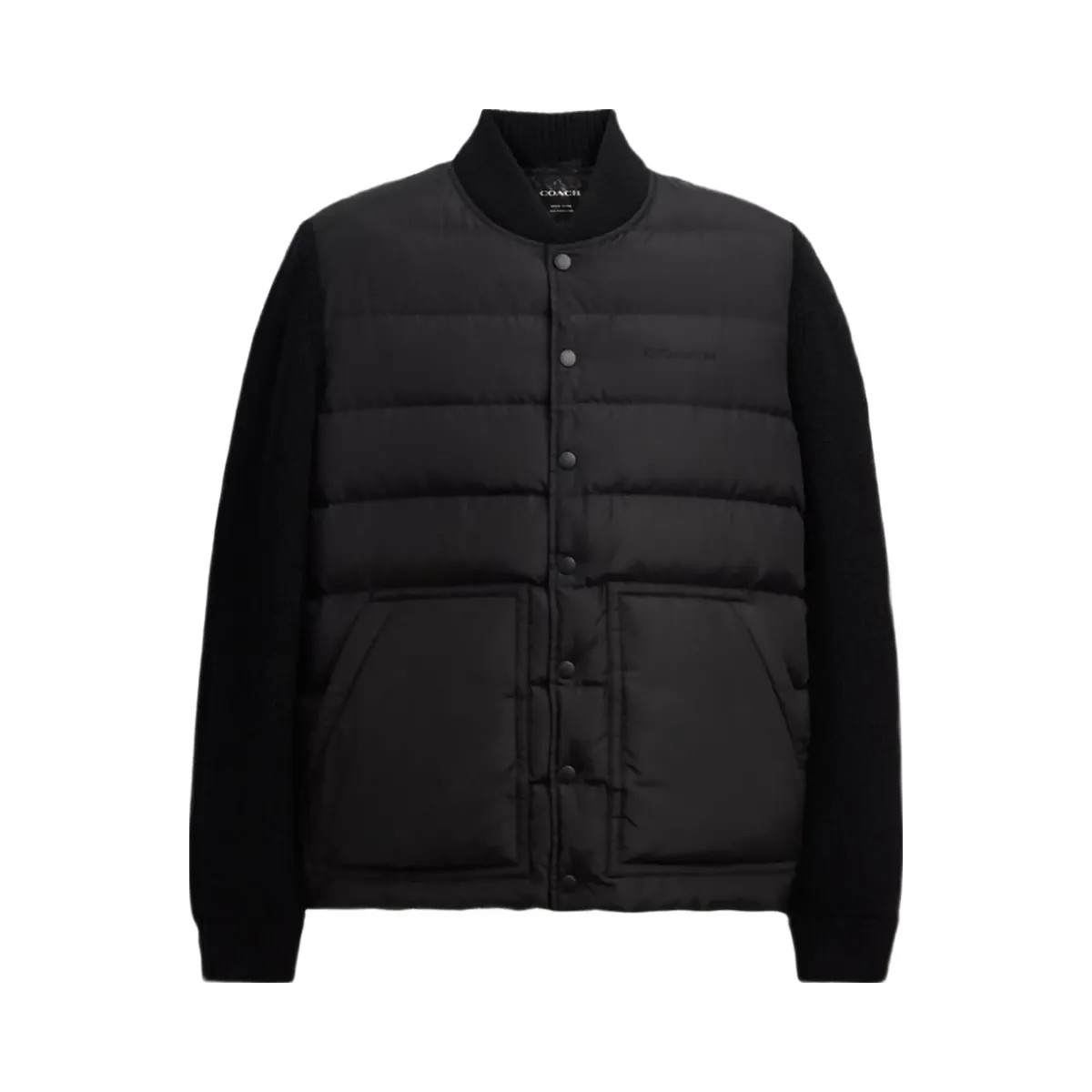 Coach Padded Cardigan Jacket In Recycled Polyester Black - HypeFly India View 1
