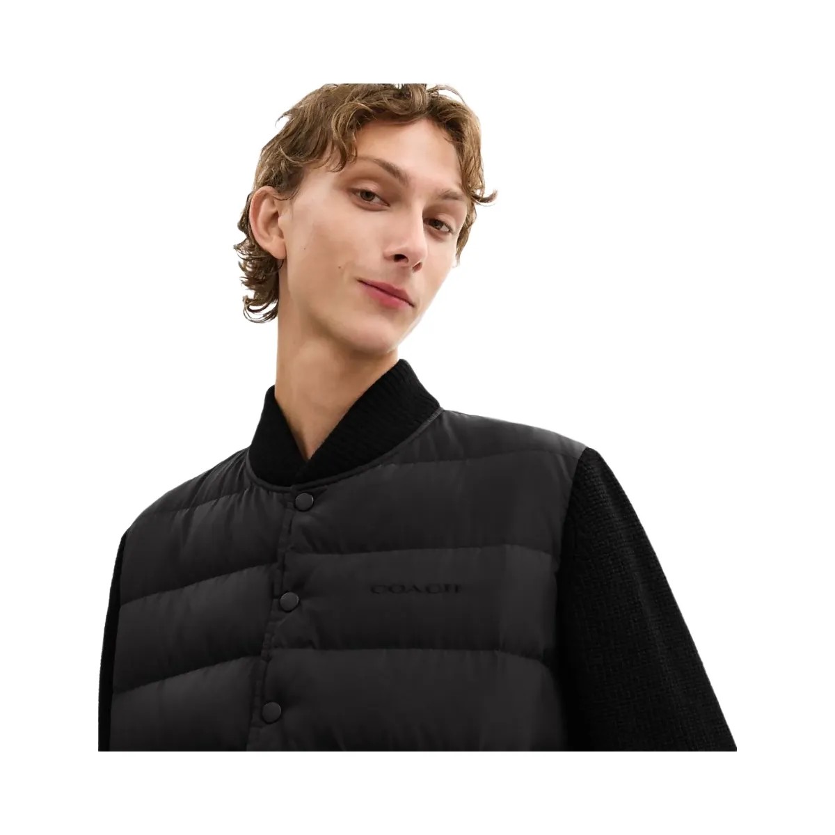 Coach Padded Cardigan Jacket In Recycled Polyester Black - HypeFly India View 4