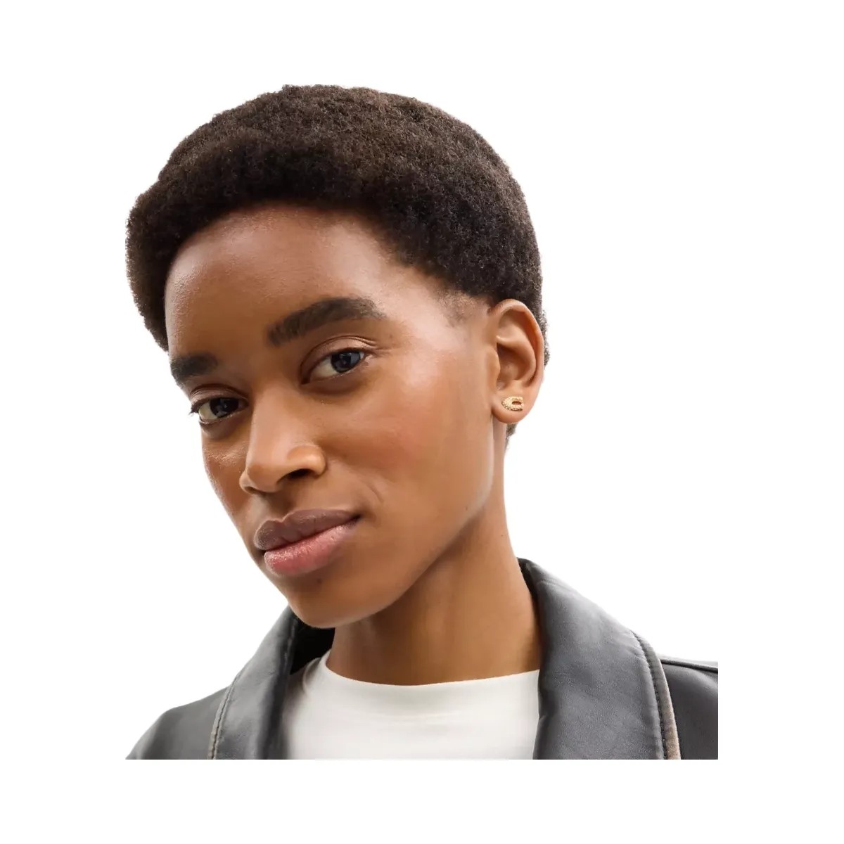 Coach Pavé C Stud Earrings in Gold - HypeFly India View 2