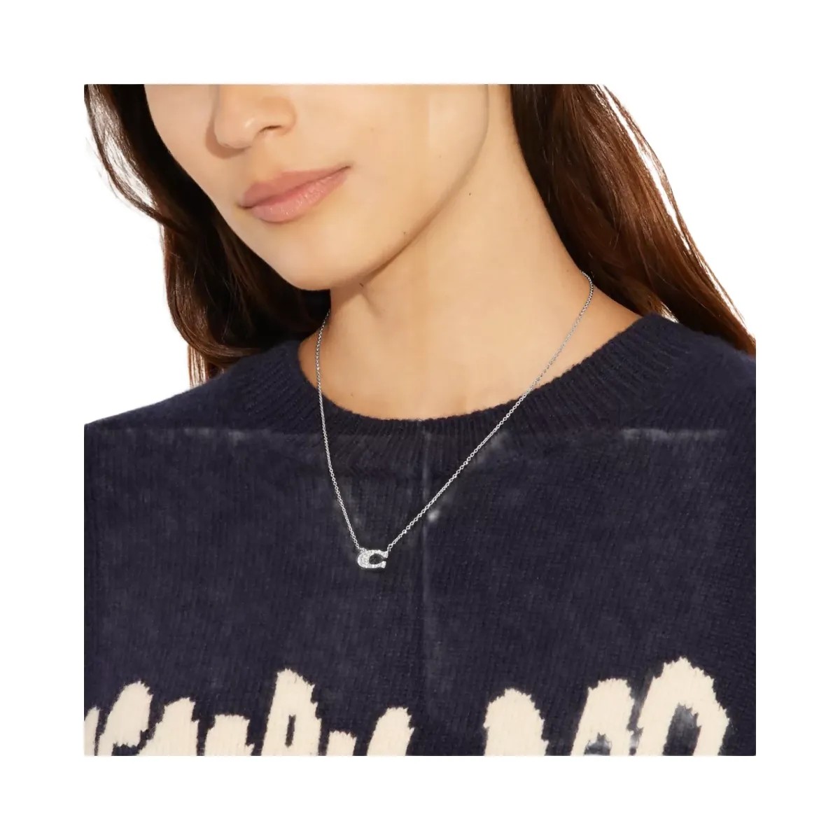 Coach Pave Signature Necklace in Silver - HypeFly India View 3