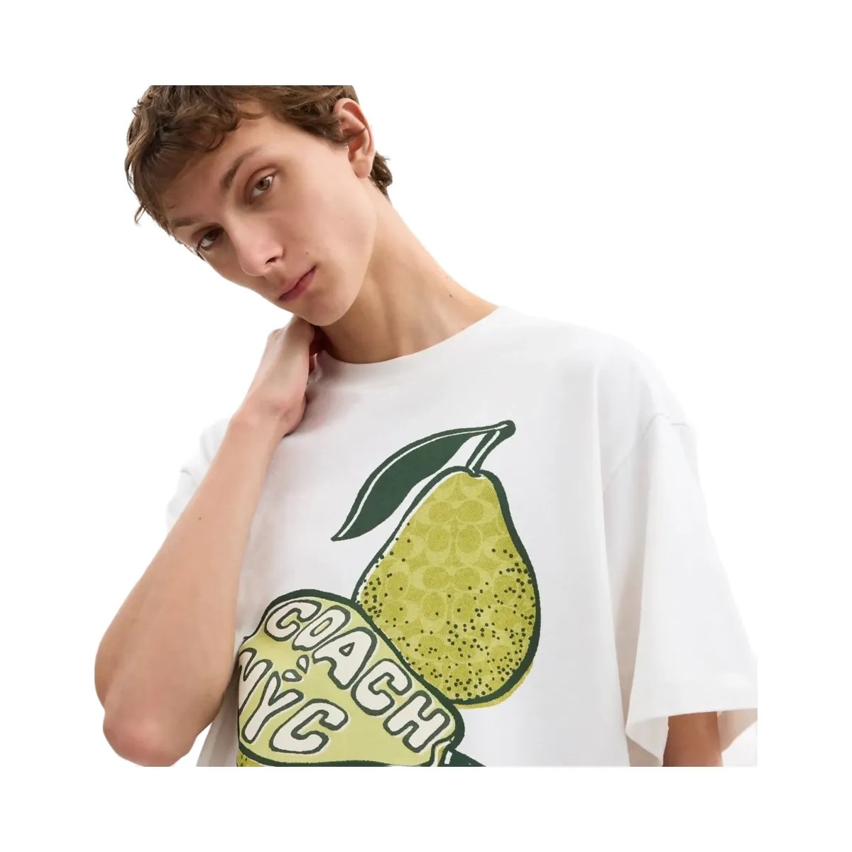 Coach Pear Relaxed T Shirt In Organic Cotton Vintage Ivory - HypeFly India View 4