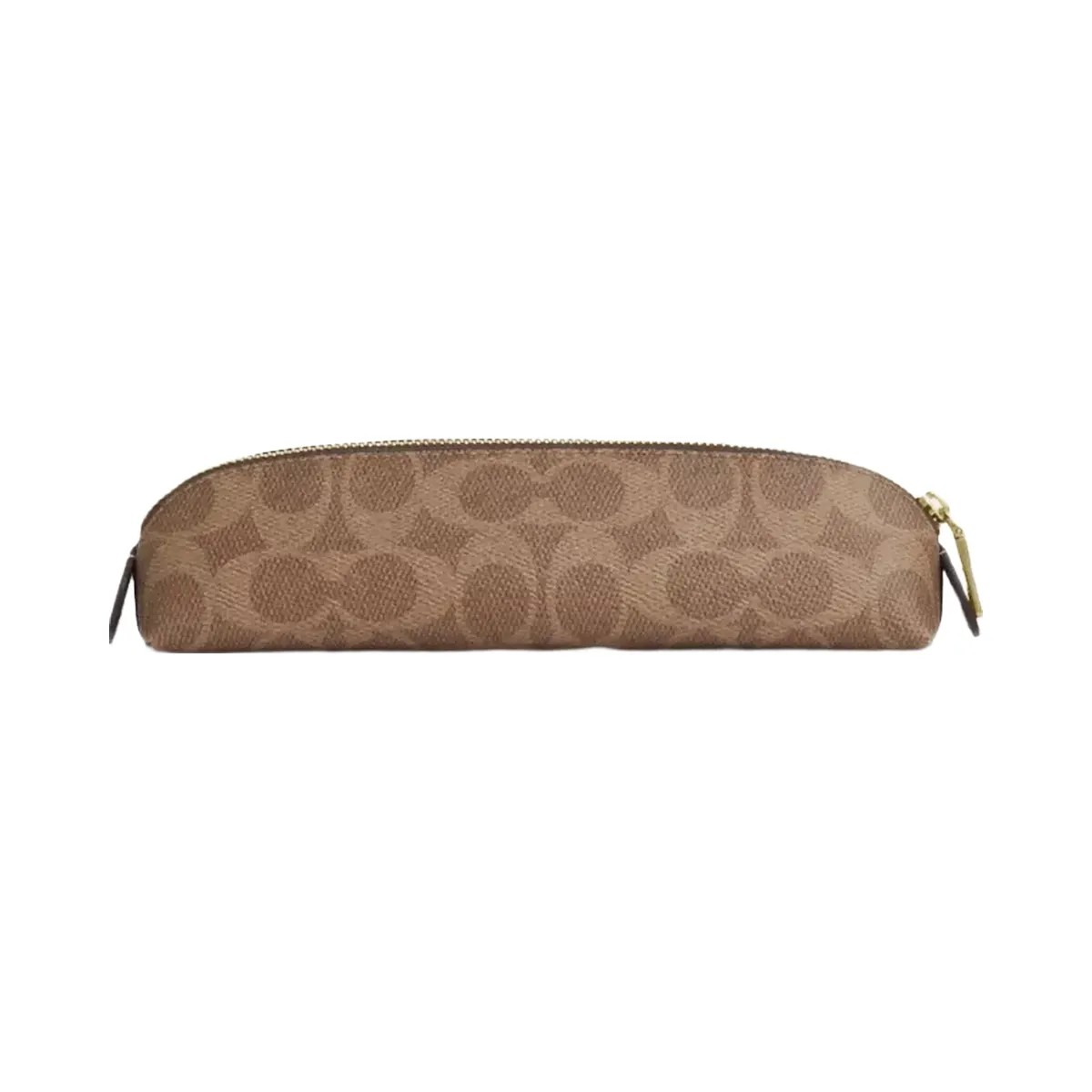 Coach Pencil Case In Signature Canvas in Gold Tan Brown - HypeFly India View 1