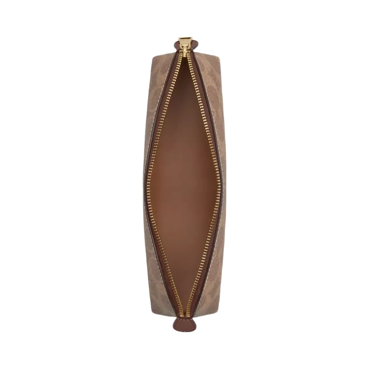 Coach Pencil Case In Signature Canvas in Gold Tan Brown - HypeFly India View 2