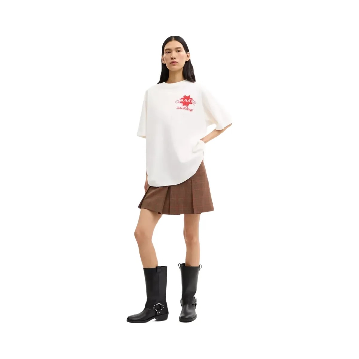 Coach Pizza Relaxed T-Shirt In Organic Cotton in Vintage Ivory - HypeFly India View 2