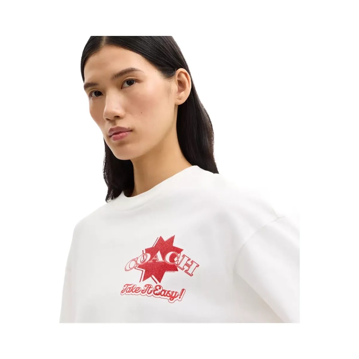 Coach Pizza Relaxed T-Shirt In Organic Cotton in Vintage Ivory - HypeFly India View 4