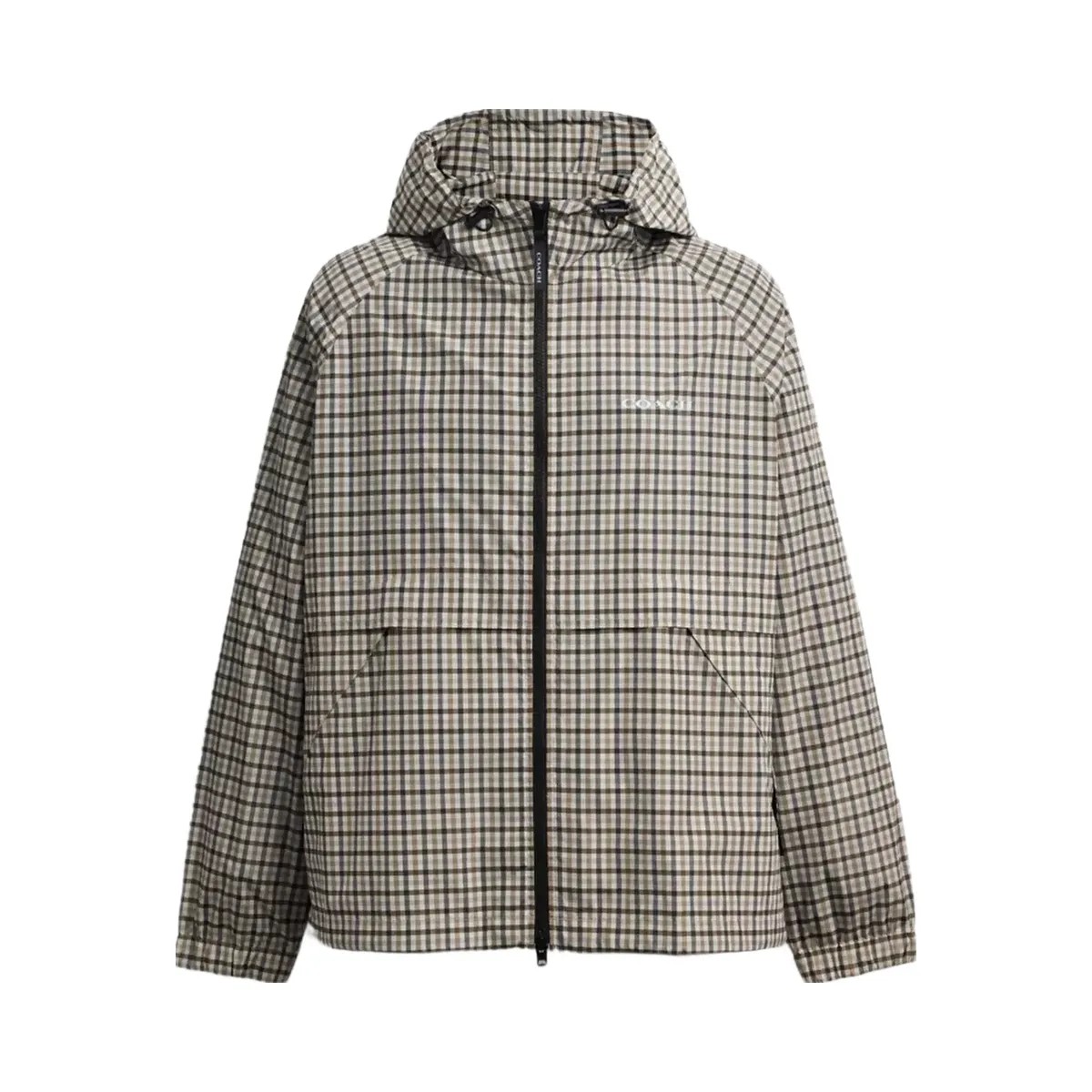Coach Plaid Windbreaker In Recycled Polyester in Beige - HypeFly India View 1