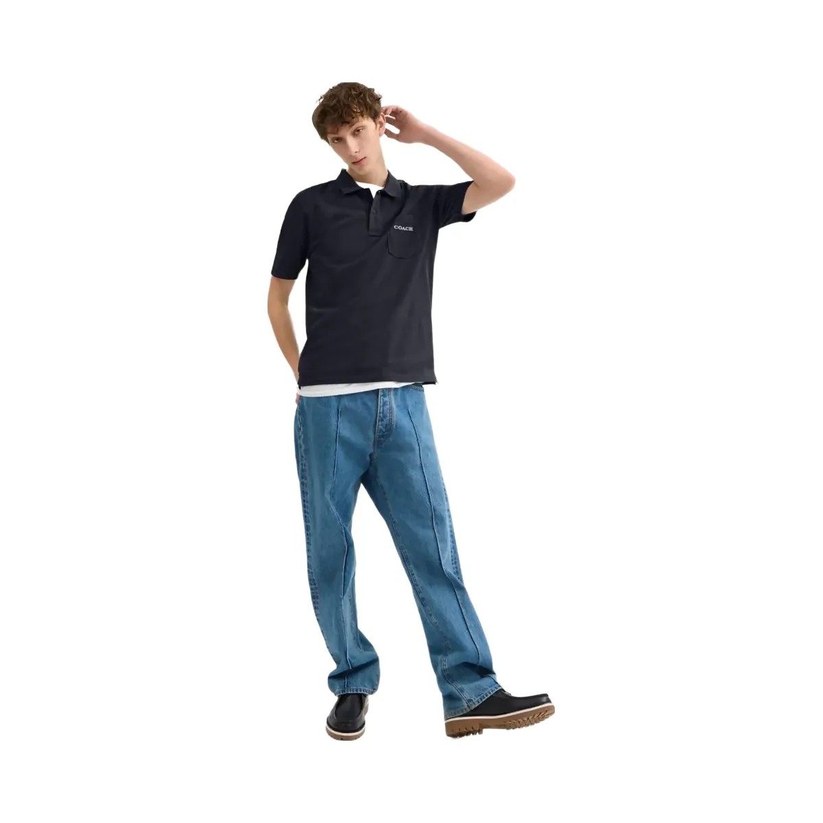 Coach Pocket Polo In Organic Cotton Navy - HypeFly India View 2