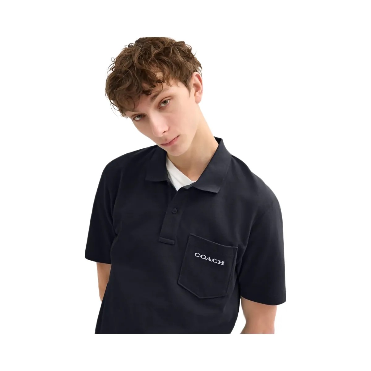 Coach Pocket Polo In Organic Cotton Navy - HypeFly India View 4