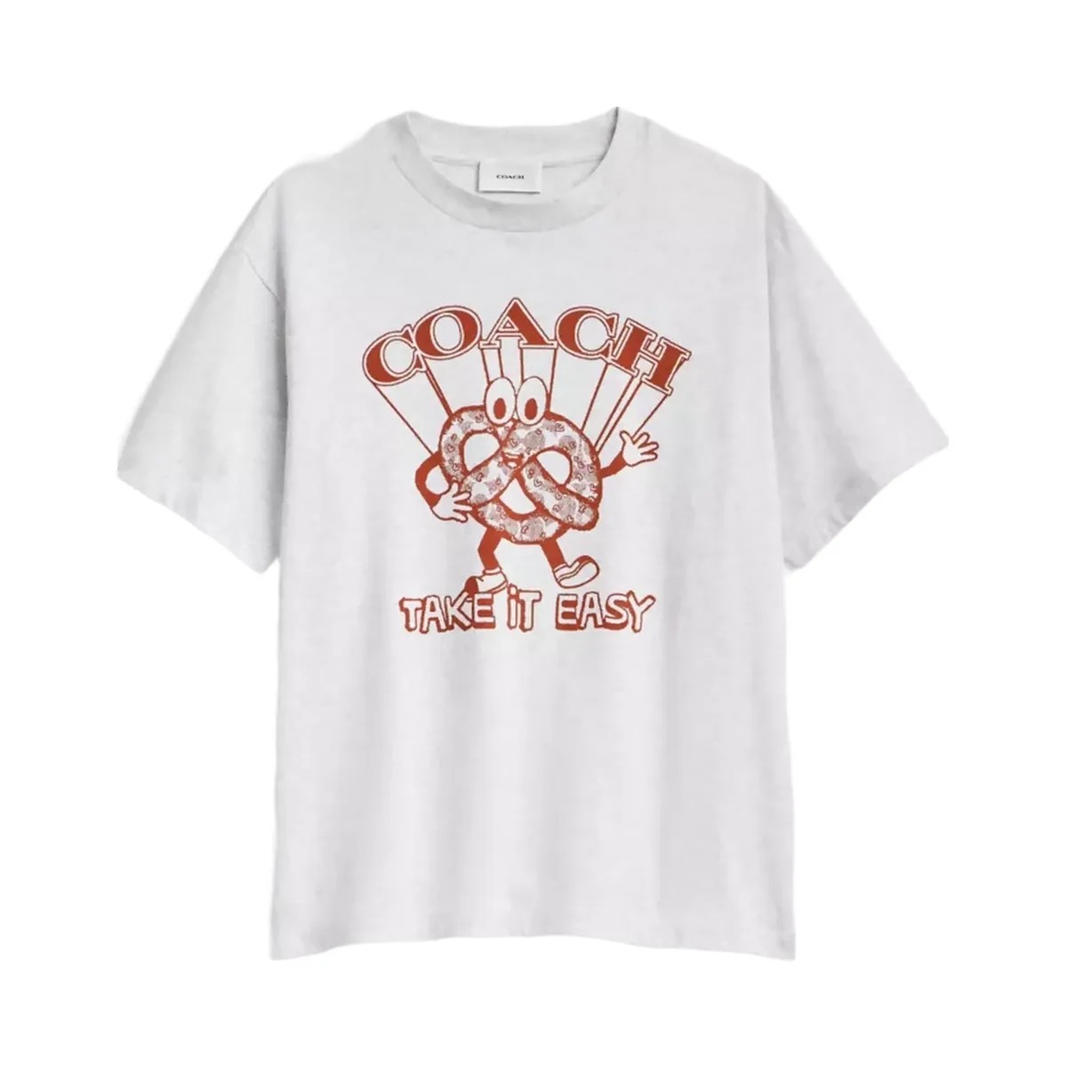 Coach Pretzel Relaxed T-Shirt In Organic Cotton in Heather Grey - HypeFly India View 1