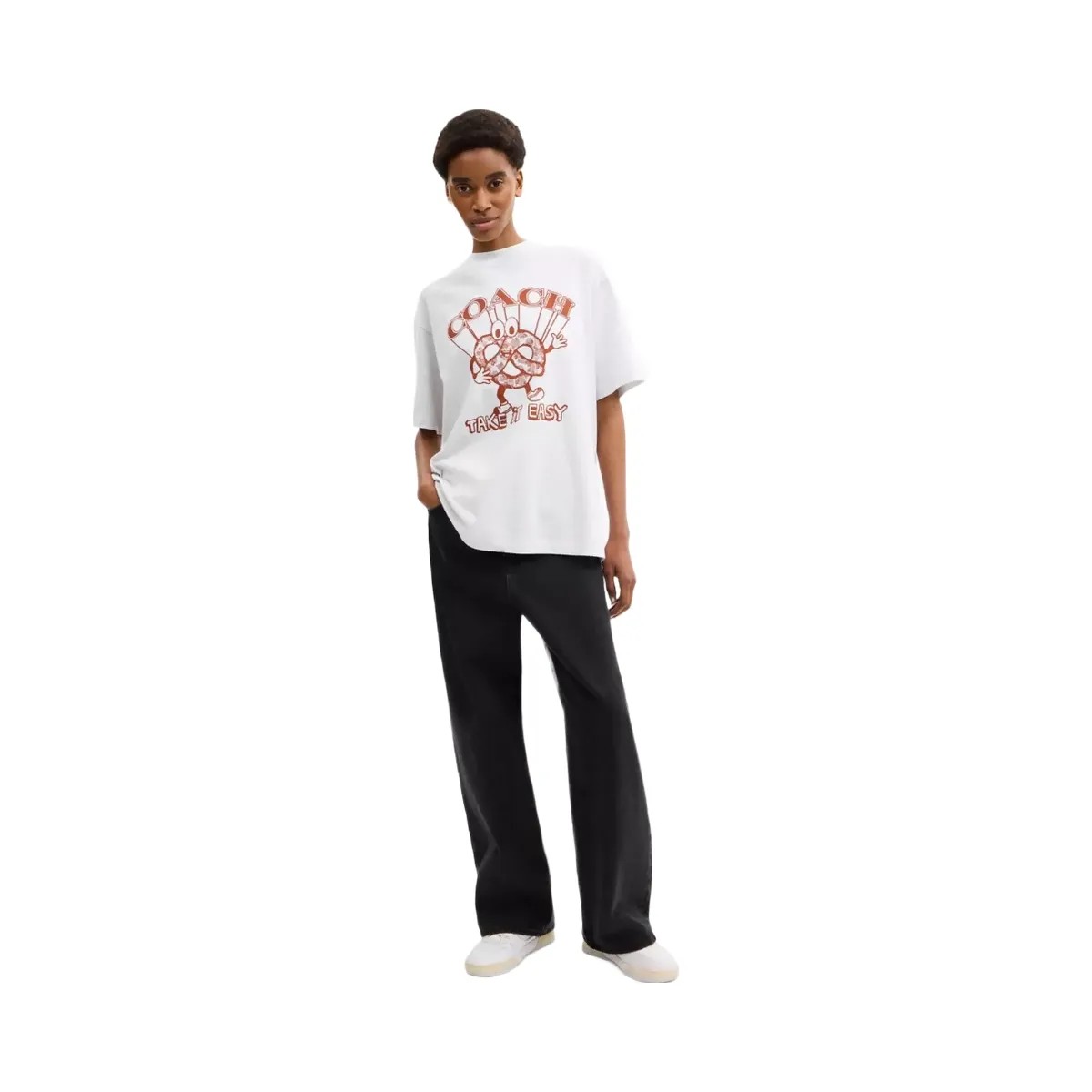 Coach Pretzel Relaxed T-Shirt In Organic Cotton in Heather Grey - HypeFly India View 2
