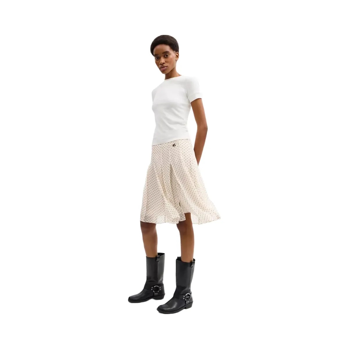 Coach Printed Asymmetrical Pleated Skirt in Cream Multi - HypeFly India View 2
