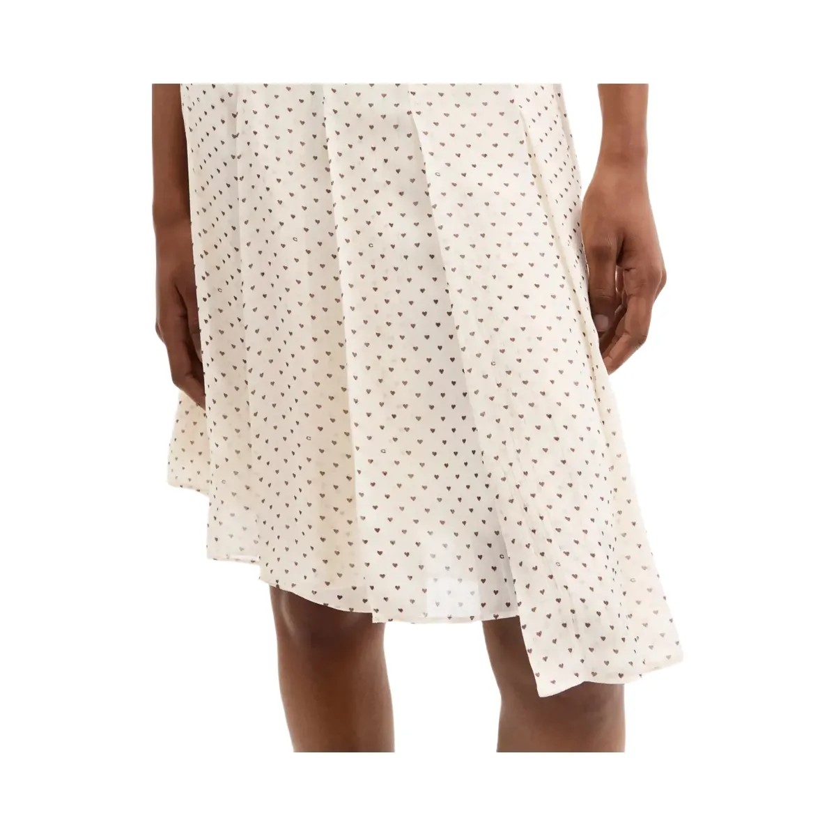 Coach Printed Asymmetrical Pleated Skirt in Cream Multi - HypeFly India View 4