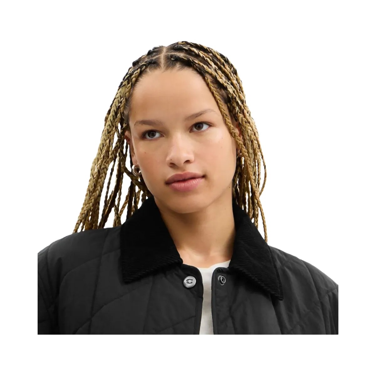Coach Quilted Jacket With Corduroy Collar Black - HypeFly India View 4
