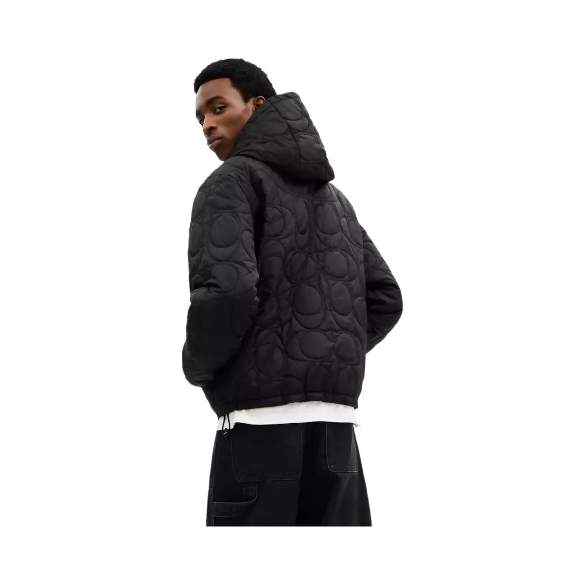 Coach Quilted Signature Puffer Jacket In Recycled Polyester in Black - HypeFly India View 3
