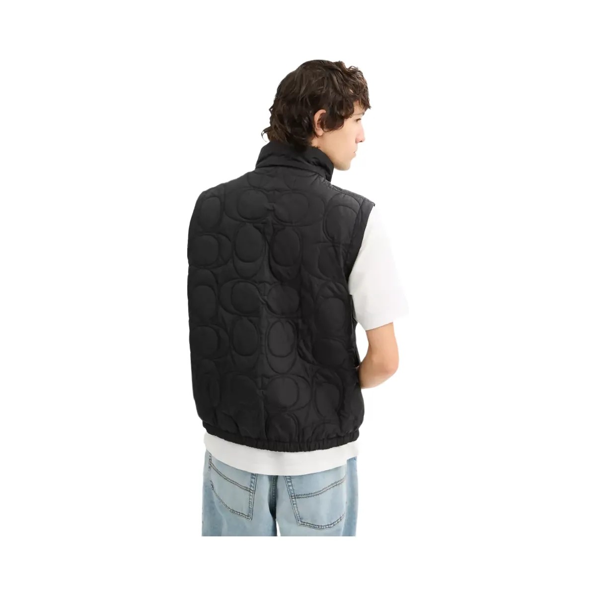 Coach Quilted Signature Puffer Vest In Recycled Polyester in Black - HypeFly India View 3