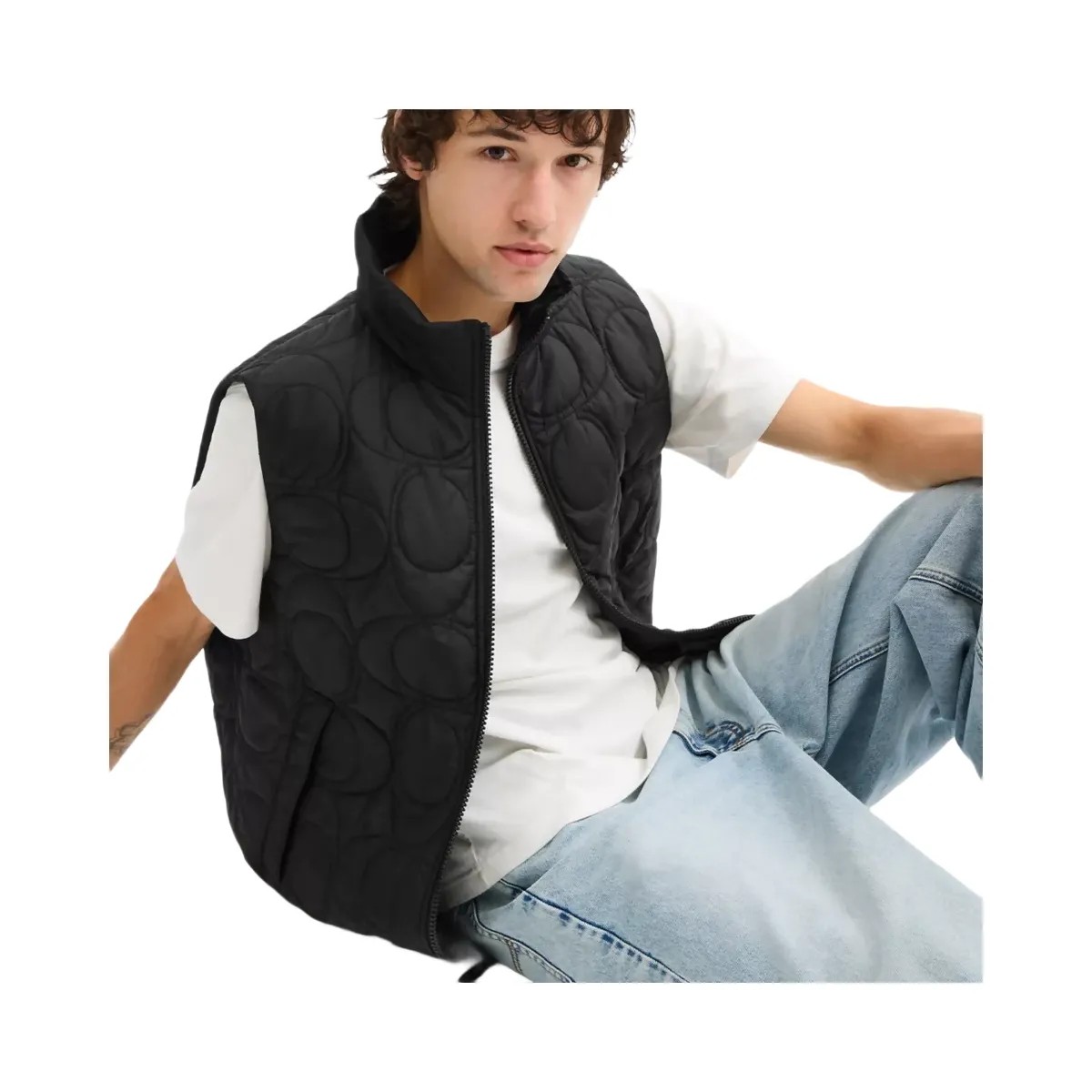 Coach Quilted Signature Puffer Vest In Recycled Polyester in Black - HypeFly India View 4
