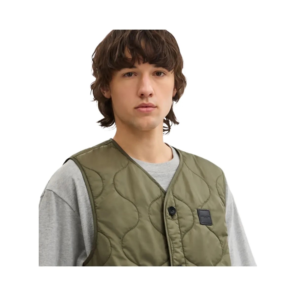 Coach Quilted Vest In Recycled Polyester Military Green - HypeFly India View 4