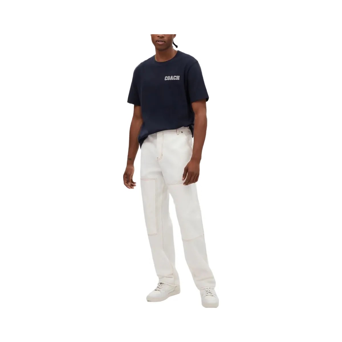 Coach Relaxed Straight Fit Twill Carpenter Pants In Organic Cotton And Recycled Polyester Off White - HypeFly India View 2