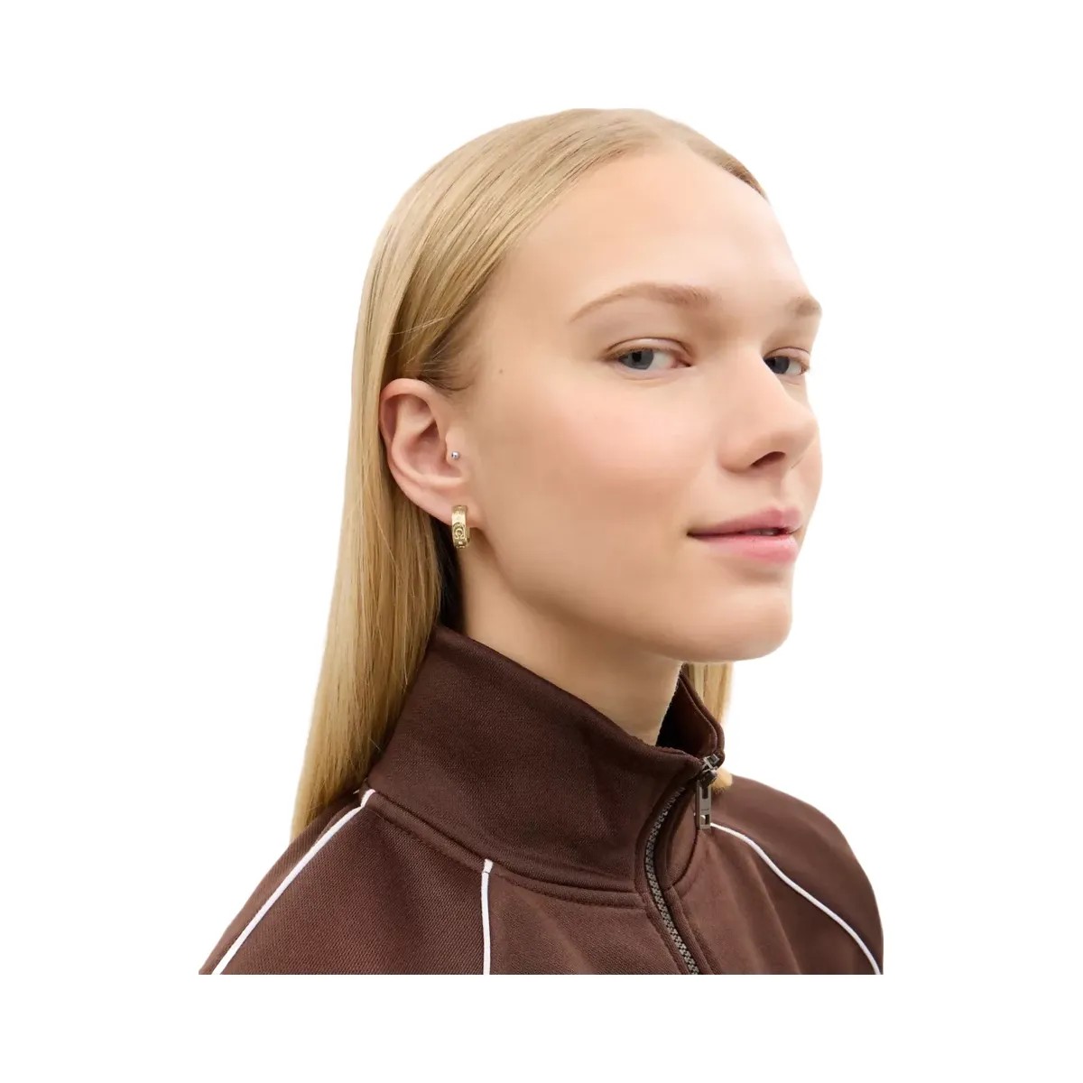 Coach Repeated C Huggie Earrings in Gold - HypeFly India View 2
