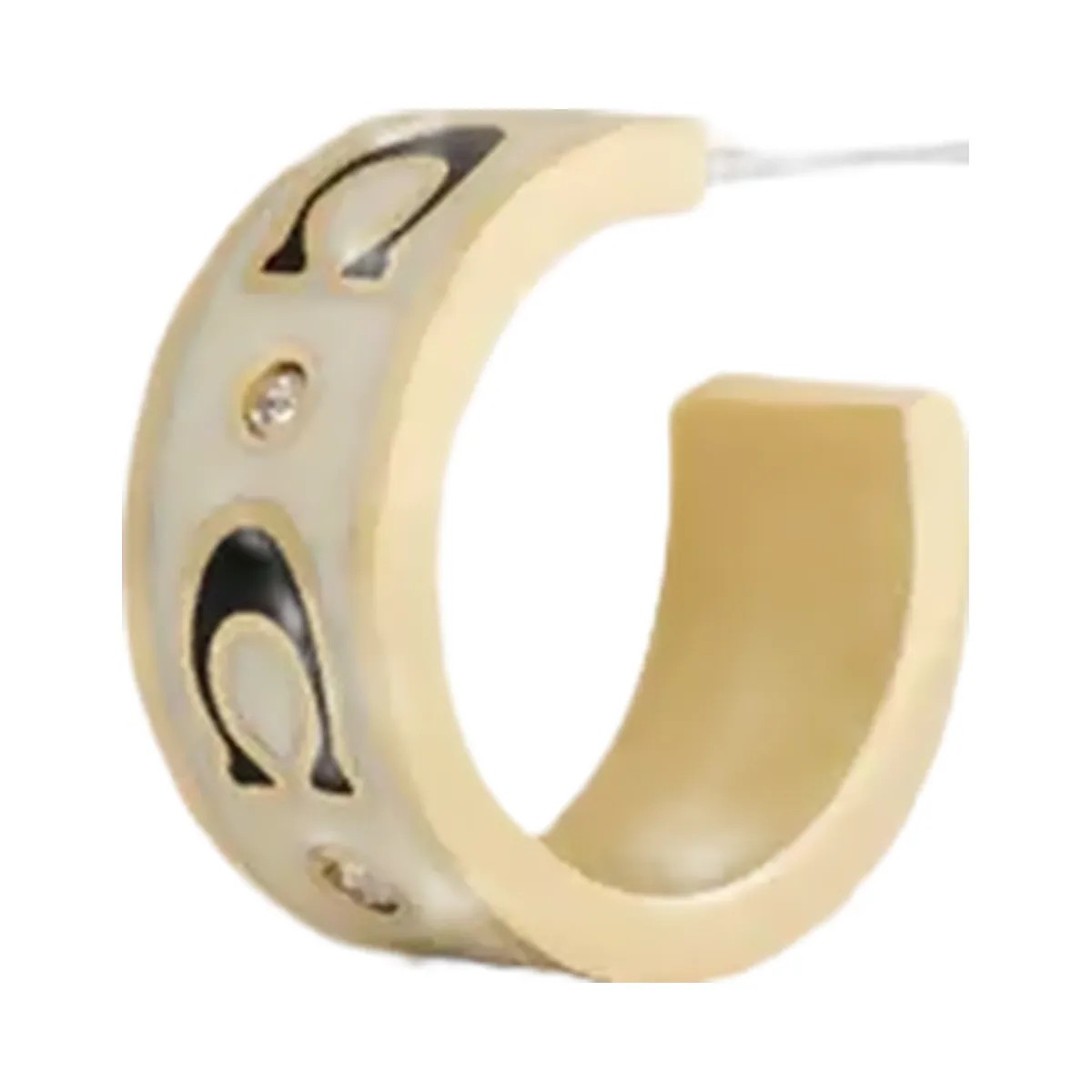 Coach Repeated C Huggie Earrings in Gold Chalk - HypeFly India View 1