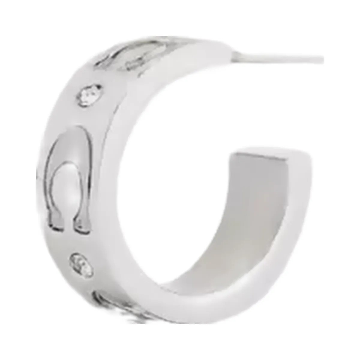 Coach Repeated C Huggie Earrings in Silver - HypeFly India View 1