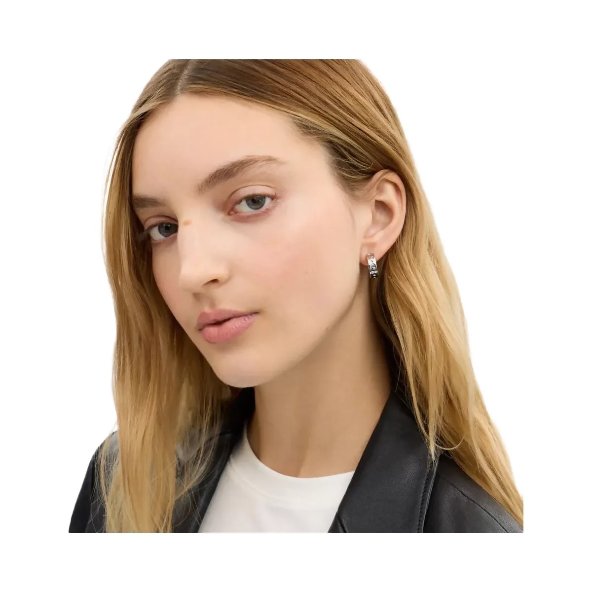 Coach Repeated C Huggie Earrings in Silver - HypeFly India View 2