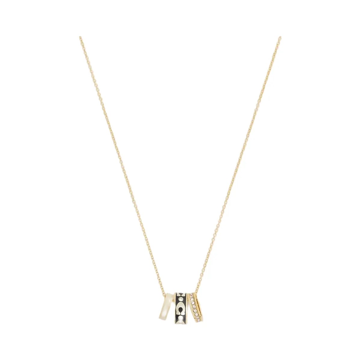 Coach Repeated C Rondelle Necklace in Gold Black - HypeFly India View 1