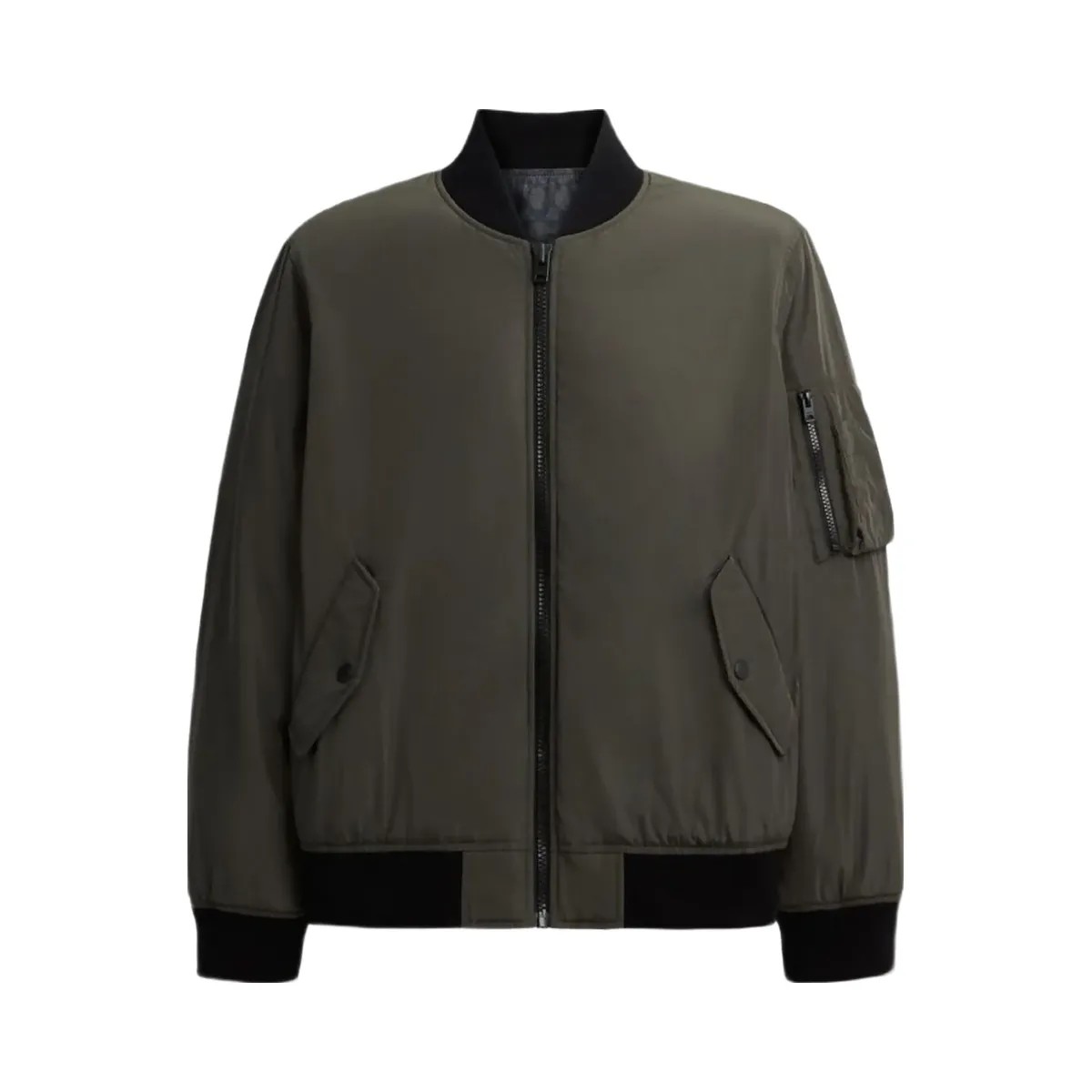 Coach Reversible Ma 1 Jacket In Recycled Polyester Olive Charcoal Signature - HypeFly India View 1