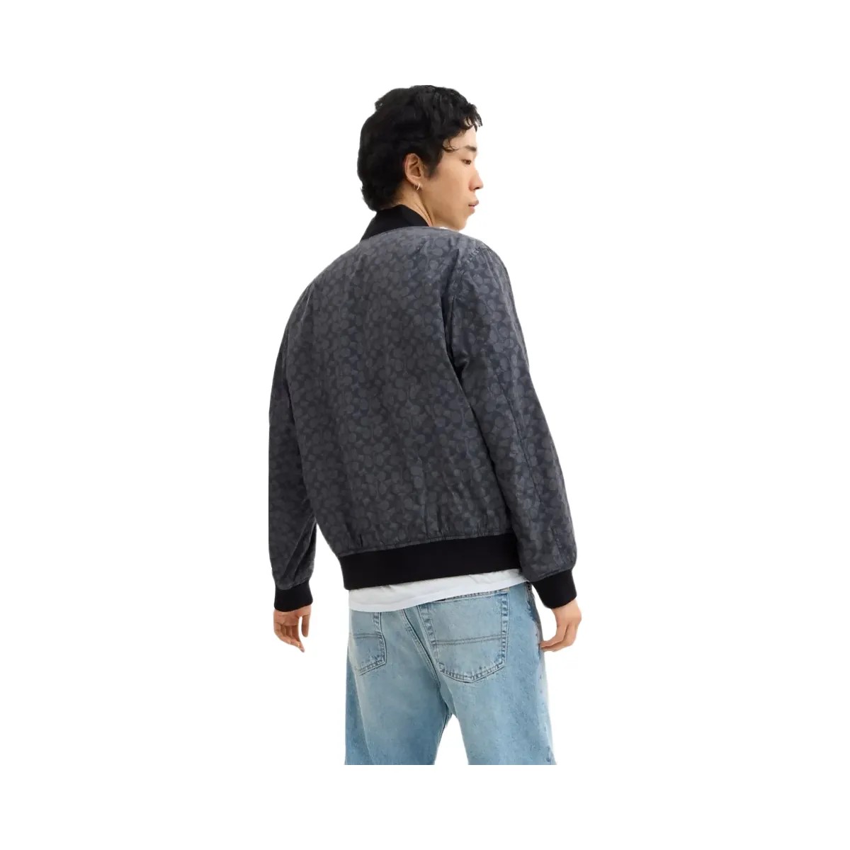Coach Reversible Ma 1 Jacket In Recycled Polyester Olive Charcoal Signature - HypeFly India View 5