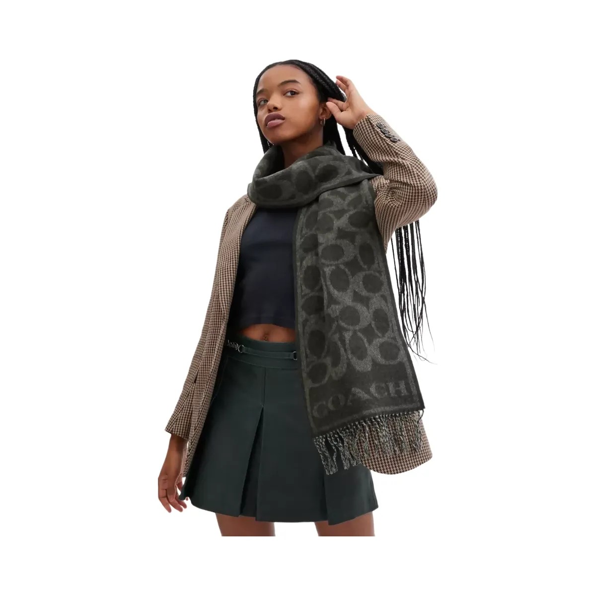 Coach Reversible Signature Cashmere Muffler in Black Black - HypeFly India View 2