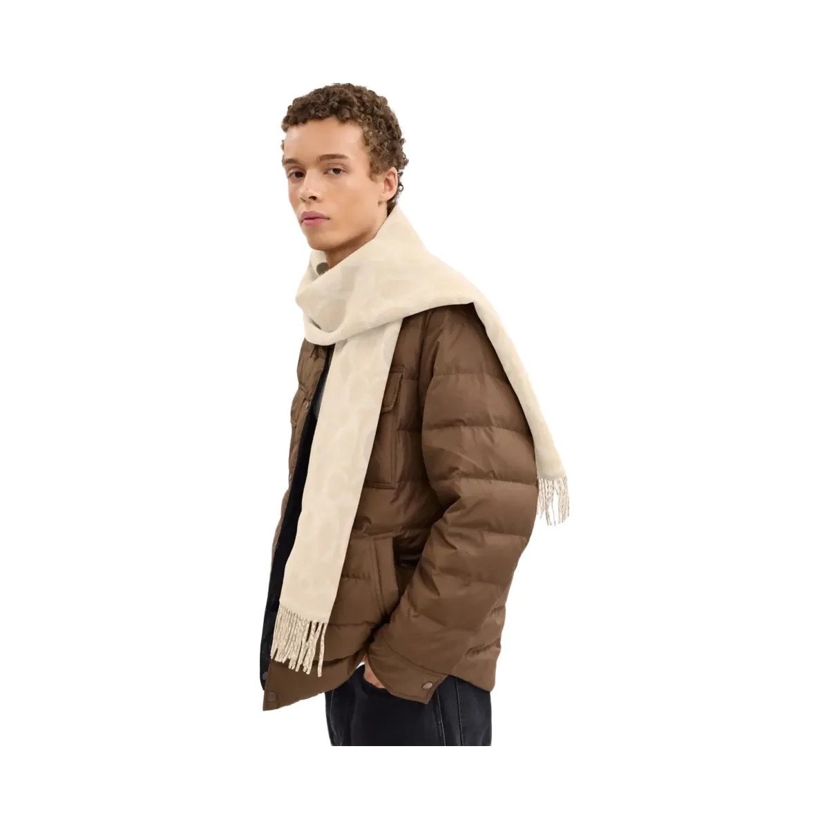 Coach Reversible Signature Cashmere Muffler in Chalk - HypeFly India View 3